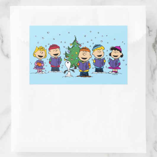 Peanuts | Around the Christmas Tree Rectangular St Rechthoekige Sticker (Tas)