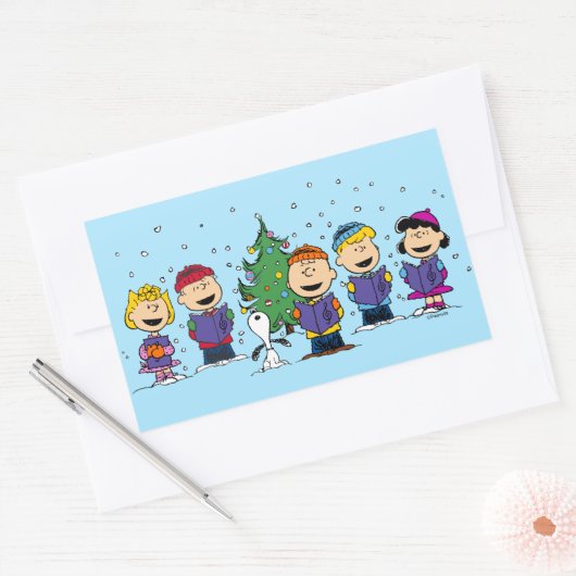 Peanuts | Around the Christmas Tree Rectangular St Rechthoekige Sticker (Envelop)