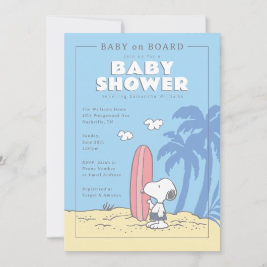Peanuts | Baby aan boord Snoopy Summer Baby shower Kaart (Voorkant)