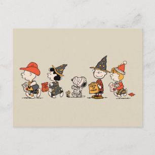 Peanuts-bende Happy Halloween-optocht Briefkaart