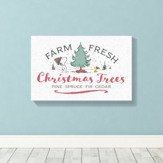 Peanuts | Boerderij Verse kerstbomen Canvas Afdruk (Insitu (Houten vloer))