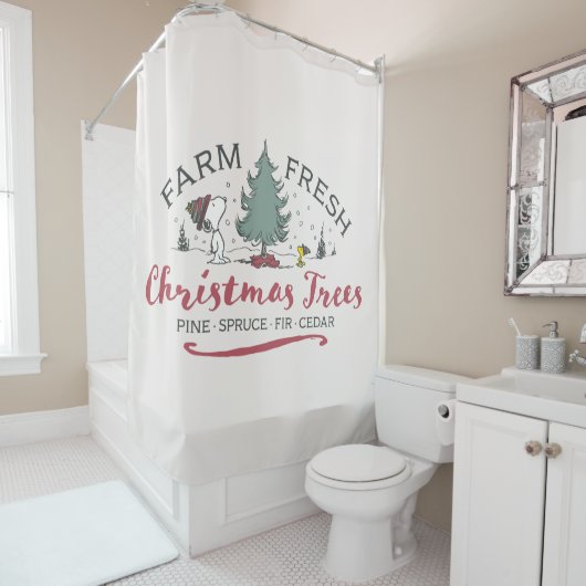 Peanuts | Boerderij Verse kerstbomen Douchegordijn (In situ)