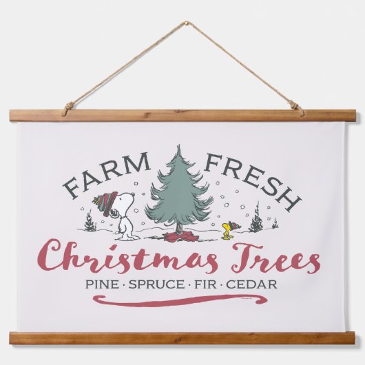Peanuts | Boerderij Verse kerstbomen Hangend Wandkleed (Voorkant)