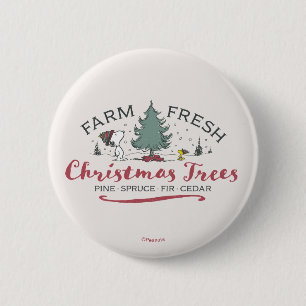 Peanuts Boerderij Verse kerstbomen Ronde Button 5,7 Cm