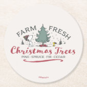 Peanuts | Boerderij Verse kerstbomen Ronde Kartonnen Onderzetter (Voorkant)
