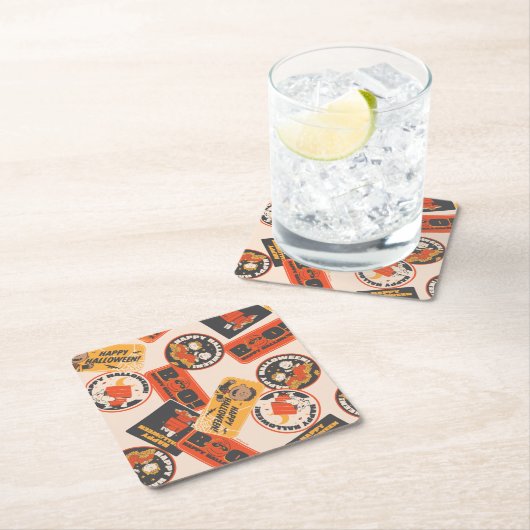 Peanuts |  Button Happy Halloween Pattern Kartonnen Onderzetters (Insitu)