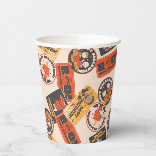 Peanuts | Button Happy Halloween Pattern Papieren Bekers (Links)