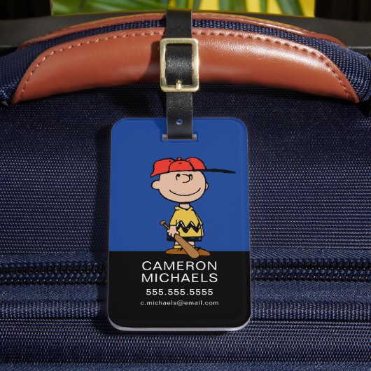 Peanuts | Charlie Brown Baseball Smile Bagagelabel (Voorkant Insitu 2)