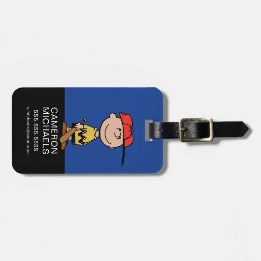 Peanuts | Charlie Brown Baseball Smile Bagagelabel (Voorkant horizontaal)
