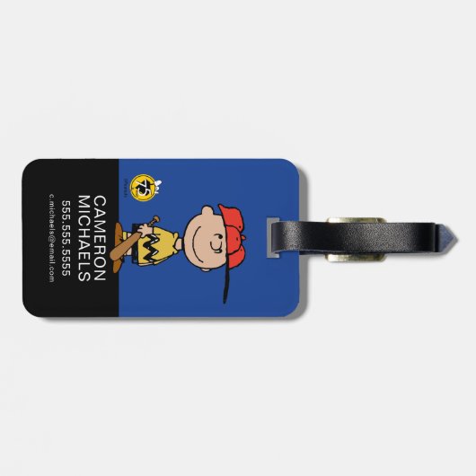 Peanuts | Charlie Brown Baseball Smile Bagagelabel (Achterkant horizontaal)