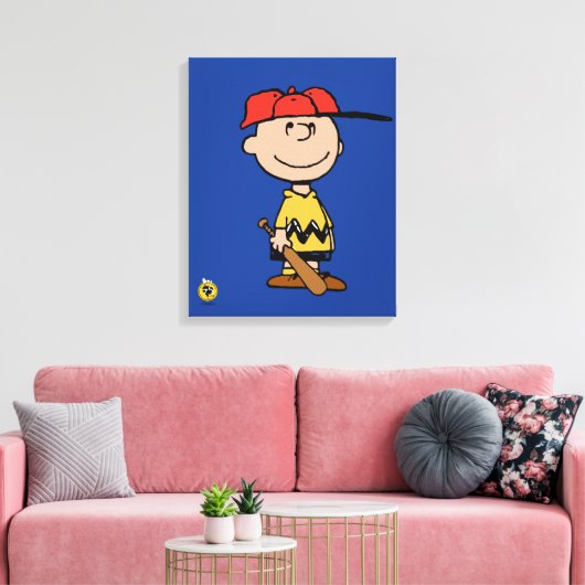 Peanuts | Charlie Brown Baseball Smile Canvas Afdruk (Insitu (Woonkamer))