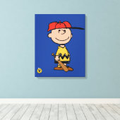 Peanuts | Charlie Brown Baseball Smile Canvas Afdruk (Insitu (Houten vloer))