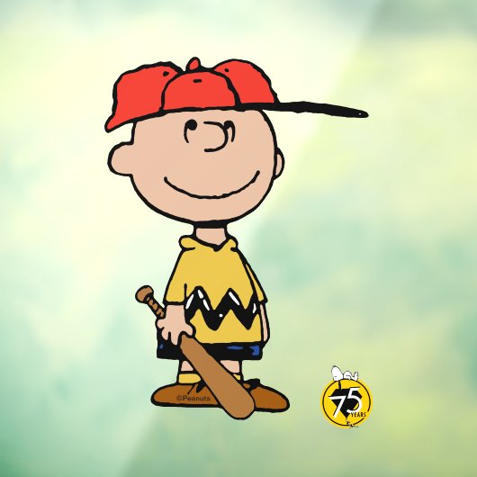 Peanuts | Charlie Brown Baseball Smile Raamsticker (Vel 3)