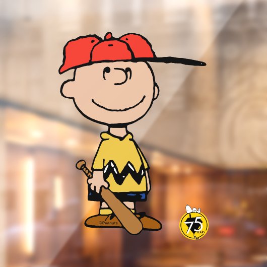 Peanuts | Charlie Brown Baseball Smile Raamsticker (Vel 2)