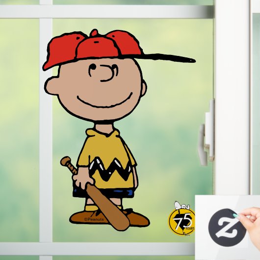 Peanuts | Charlie Brown Baseball Smile Raamsticker (Huis)