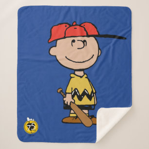 Peanuts Charlie Brown Baseball Smile Sherpa Deken