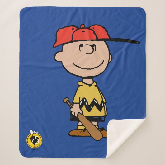 Peanuts | Charlie Brown Baseball Smile Sherpa Deken (Voorkant)