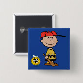 Peanuts | Charlie Brown Baseball Smile Vierkante Button 5,1 Cm (Voorkant /achterkant)