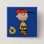 Peanuts | Charlie Brown Baseball Smile Vierkante Button 5,1 Cm (Voorkant)