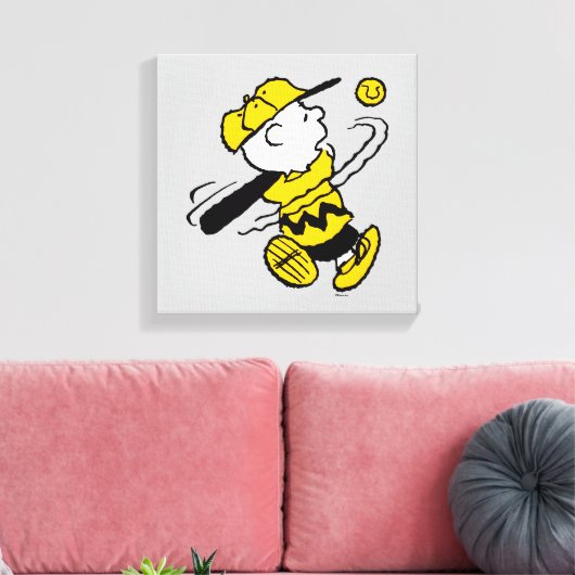 Peanuts | Charlie Brown bij Bat Canvas Afdruk (Insitu (Woonkamer))
