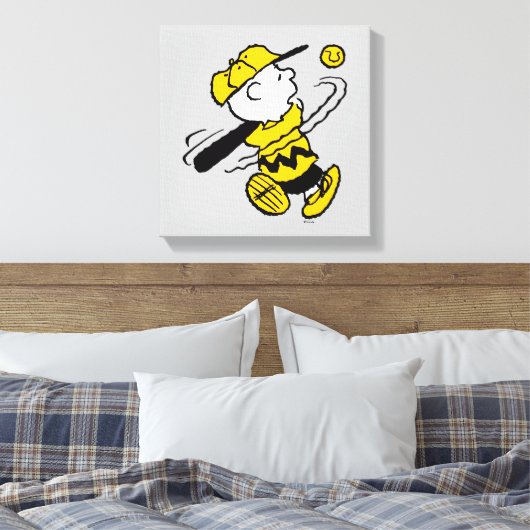 Peanuts | Charlie Brown bij Bat Canvas Afdruk (Insitu (Slaapkamer))