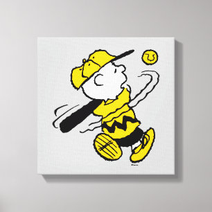 Peanuts Charlie Brown bij Bat Canvas Afdruk