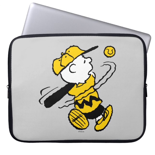 Peanuts | Charlie Brown bij Bat Laptop Sleeve (Voorkant)