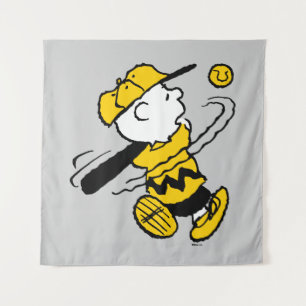 Peanuts   Charlie Brown bij Bat Wandkleed