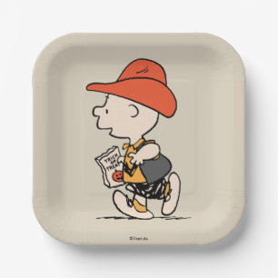 Peanuts Charlie Brown Cowboy Halloween Papieren Bordje