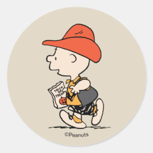 Peanuts Charlie Brown Cowboy Halloween Ronde Sticker