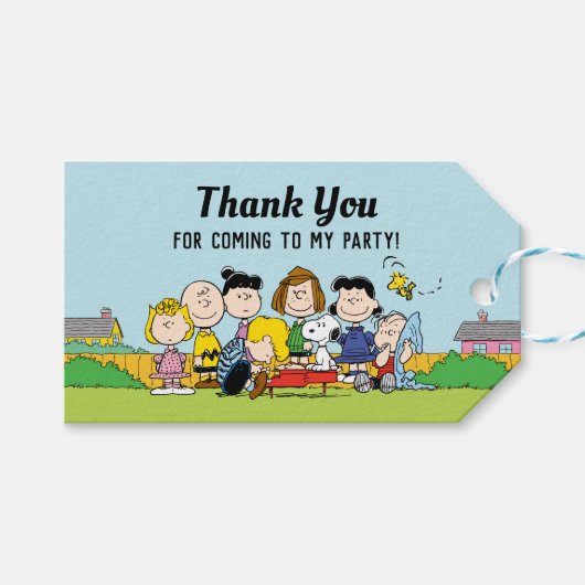 Peanuts | Charlie Brown en de bende verjaardag Cadeaulabel (Voorkant (Horizontaal))