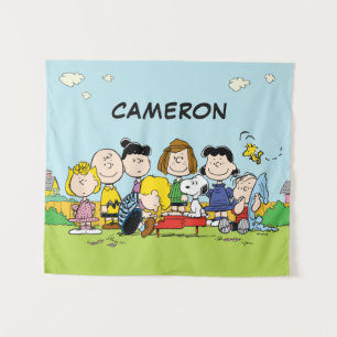 Peanuts   Charlie Brown en de bende   Voeg je naam Wandkleed