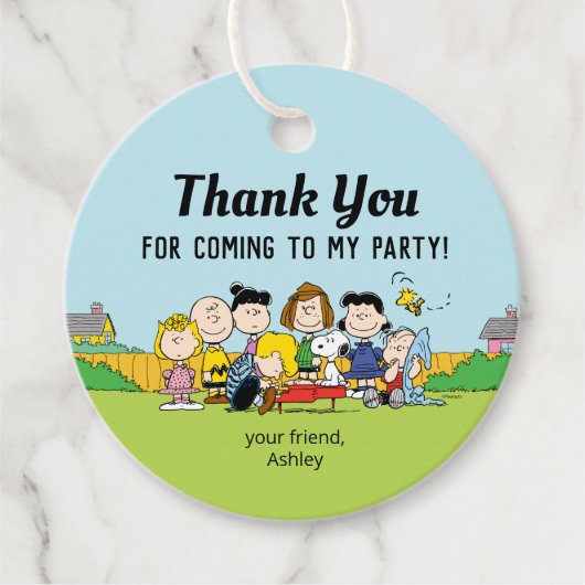 Peanuts | Charlie Brown en Gang Birthday Bedankjes Labels (Voorkant)