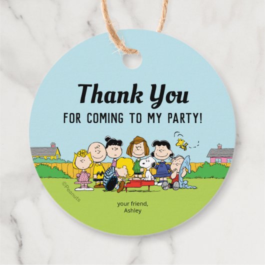 Peanuts | Charlie Brown en Gang Birthday Bedankjes Labels (Achterkant)