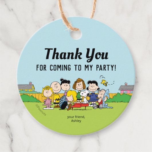 Peanuts | Charlie Brown en Gang Birthday Bedankjes Labels (Voorkant)