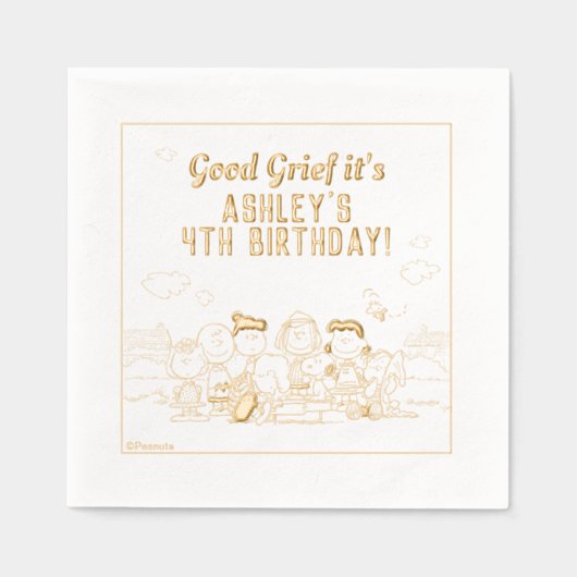 Peanuts | Charlie Brown en Gang Birthday Folie Servetten (Voorkant)