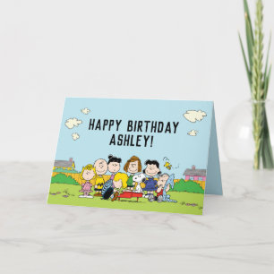 Peanuts   Charlie Brown en Gang Birthday Kaart