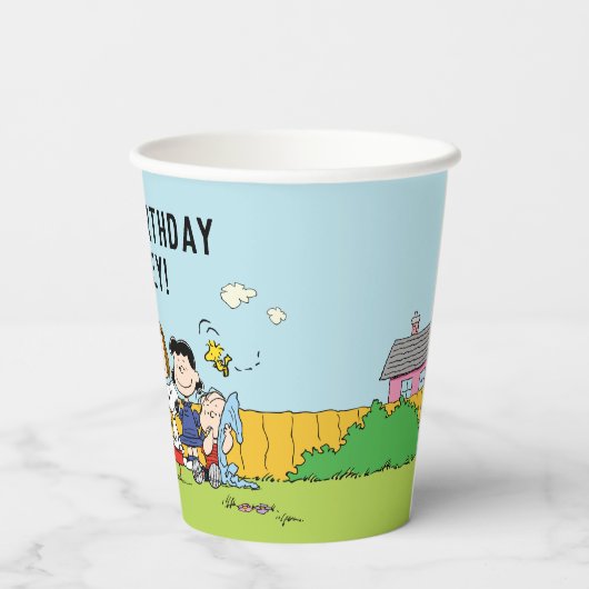 Peanuts | Charlie Brown en Gang Birthday Papieren Bekers (Achterkant)