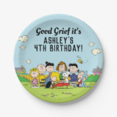Peanuts | Charlie Brown en Gang Birthday Papieren Bordje (Voorkant)