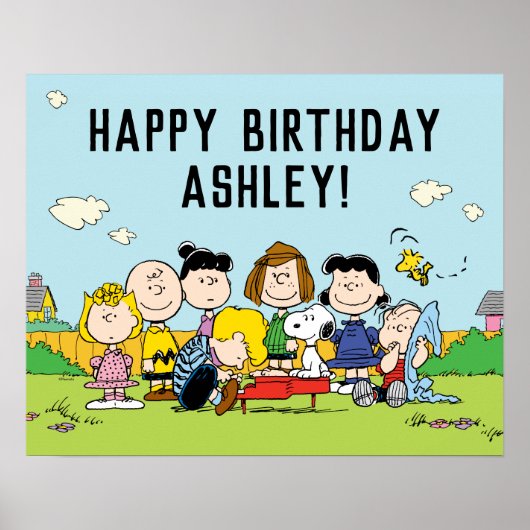 Peanuts | Charlie Brown en Gang Birthday Poster (Voorkant)