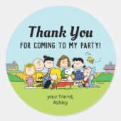 Peanuts | Charlie Brown en Gang Birthday Ronde Sticker (Voorkant)