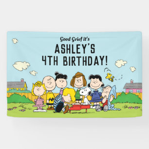 Peanuts Charlie Brown en Gang Birthday Spandoek