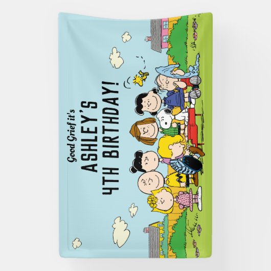 Peanuts | Charlie Brown en Gang Birthday Spandoek (Verticaal)