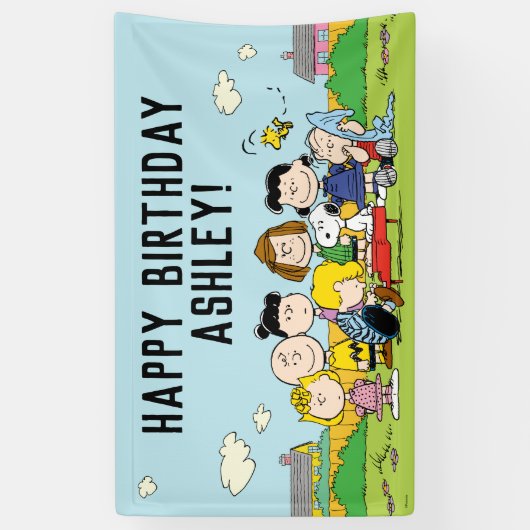 Peanuts | Charlie Brown en Gang Birthday Spandoek (Verticaal)