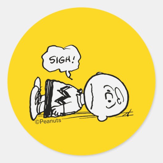 Peanuts | Charlie Brown is Down Ronde Sticker (Voorkant)