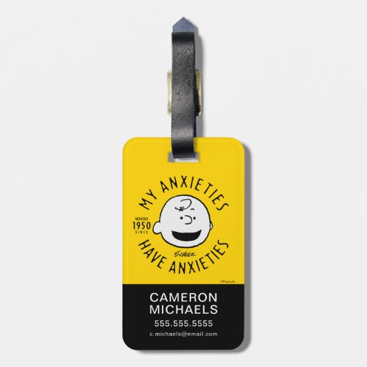 Peanuts | Charlie Brown Nervous Since 1950 Bagagelabel (Achterkant verticaal)