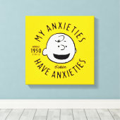 Peanuts | Charlie Brown Nervous Since 1950 Canvas Afdruk (Insitu (Houten vloer))