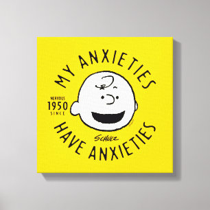 Peanuts Charlie Brown Nervous Since 1950 Canvas Afdruk
