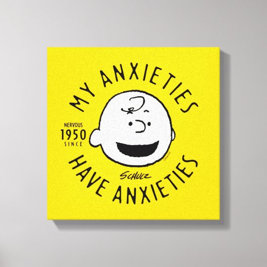 Peanuts | Charlie Brown Nervous Since 1950 Canvas Afdruk (Voorkant)