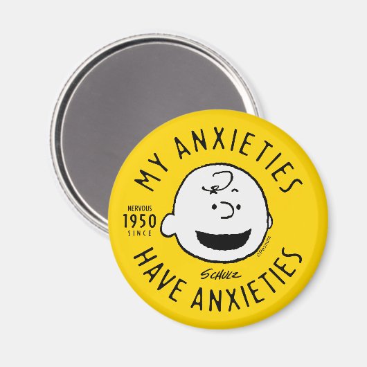 Peanuts | Charlie Brown Nervous Since 1950 Magneet (Voorkant / Achterkant)